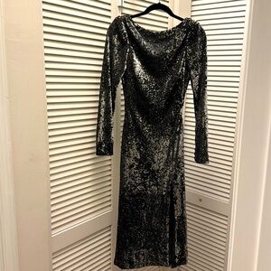 Open back, front slit, Sequin Party Dress, Cinq a Sept, Size 6